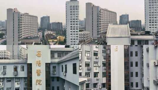 上海岳阳医院航拍3高清在线视频素材下载