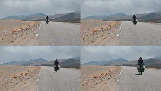 西藏旅游风光318国道骑行者高清在线视频素材下载
