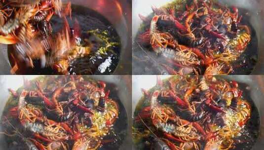 烹饪麻辣小龙虾高清在线视频素材下载
