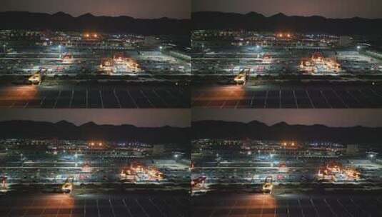 重庆渝新欧公铁物流园夜景航拍高清在线视频素材下载