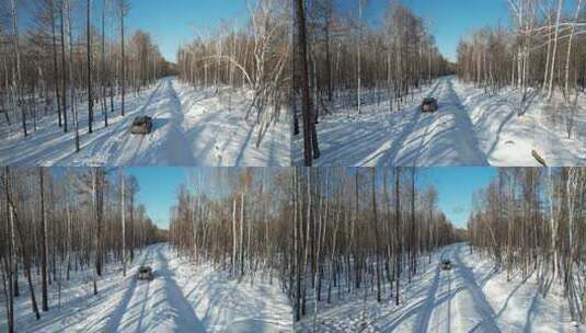 黑龙江大兴安岭北极岛雪原森林公路越野高清在线视频素材下载