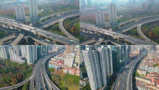 上海黄浦区延安东路立交桥车流城市风景视频高清在线视频素材下载