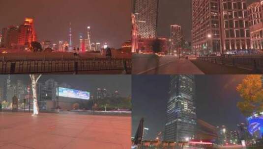 上海外滩游客人流车流夜景延时摄影视频素材高清在线视频素材下载
