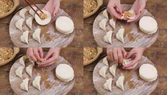 做面食 包饺子高清在线视频素材下载