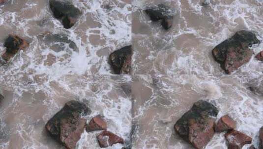 大浪拍打海岸拍击礁石高清在线视频素材下载