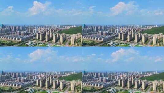 航拍枣庄城市发展空间延时摄影高清在线视频素材下载