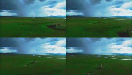 四川阿坝若尔盖草原暴风雨航拍高清在线视频素材下载