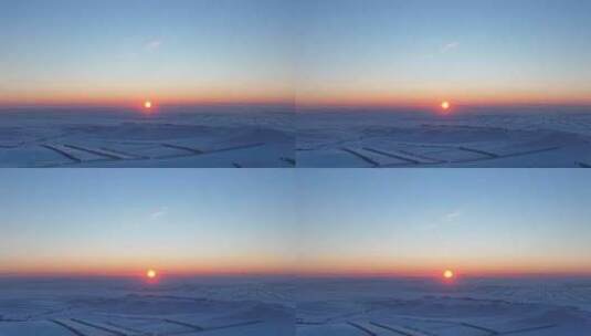 北方冬季雪原日落余晖高清在线视频素材下载