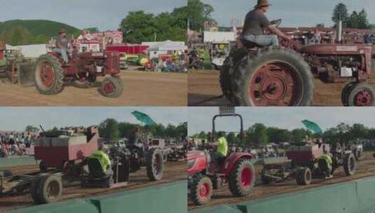 复古拖拉机 美式拖拉机 农业机械 老人 硬核高清在线视频素材下载