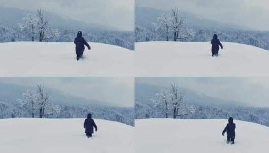 人，雪，冬天，寒冷高清在线视频素材下载