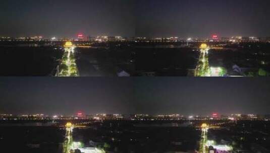 航拍河南商丘古城夜景高清在线视频素材下载