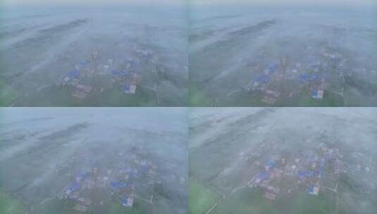 中国河南平原平流雾HDR航拍高清在线视频素材下载
