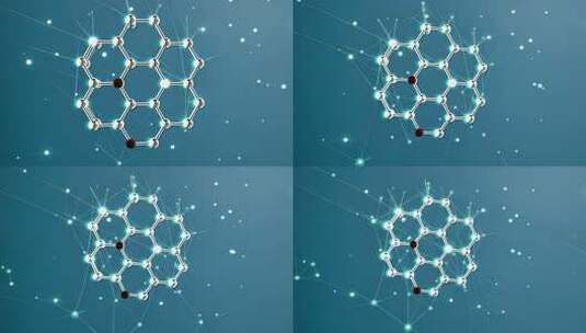 六边形分子结构特效展示高清在线视频素材下载