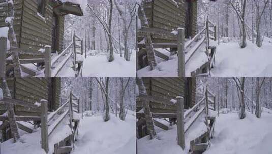 长白山雪岭木屋高清在线视频素材下载