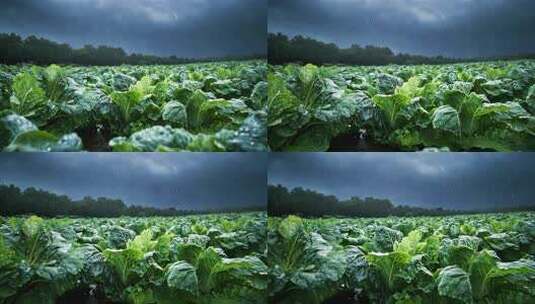 雨中蔬菜地的景象高清在线视频素材下载