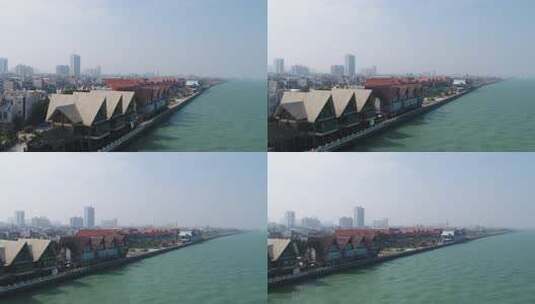 航拍广西北海老城区海边外沙岛红房子旅游高清在线视频素材下载