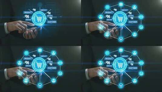 商务人士操作虚拟购物界面高清在线视频素材下载