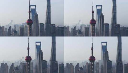 上海航拍陆家嘴城市地标日出高清在线视频素材下载