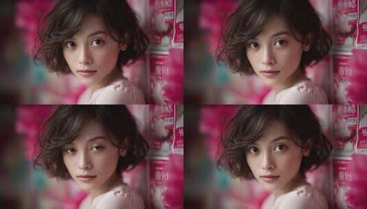 温柔女性注视镜头传递温暖力量高清在线视频素材下载