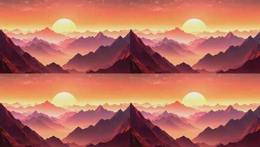 日落时分群山风景高清在线视频素材下载