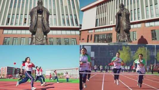 秋季校园运动会田径比赛高清在线视频素材下载