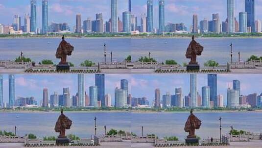 南昌王勃广场航拍高清在线视频素材下载