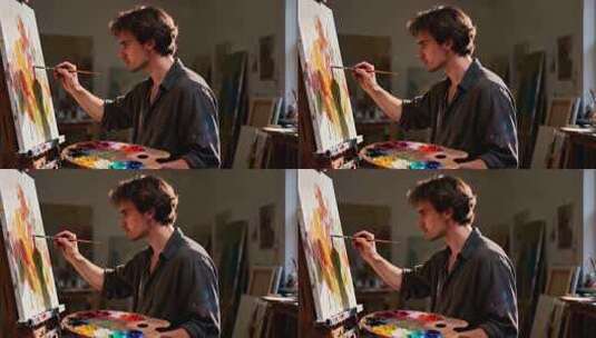 艺术家工作室作画场景高清在线视频素材下载