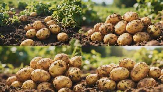 田地里刚收获的新鲜土豆高清在线视频素材下载