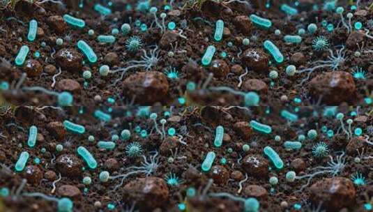 土壤中微生物微观景象高清在线视频素材下载