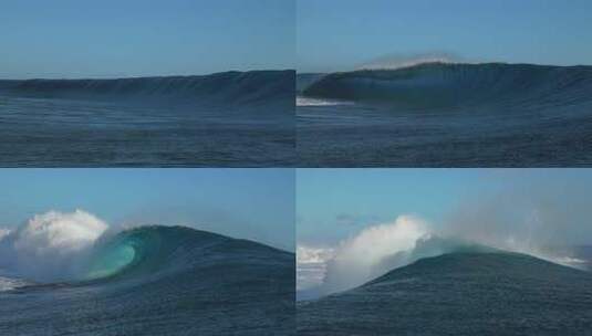 大溪地Teahupo'o波浪著名冲浪桶法高清在线视频素材下载