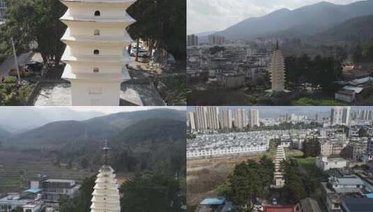 大理下关佛图寺蛇骨塔航拍高清在线视频素材下载