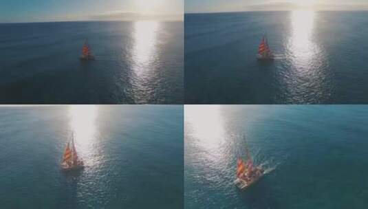 穿越深海的帆船高清在线视频素材下载