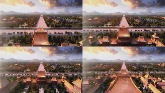 古代故宫皇宫宏伟宫殿古建筑三维动画高清在线视频素材下载