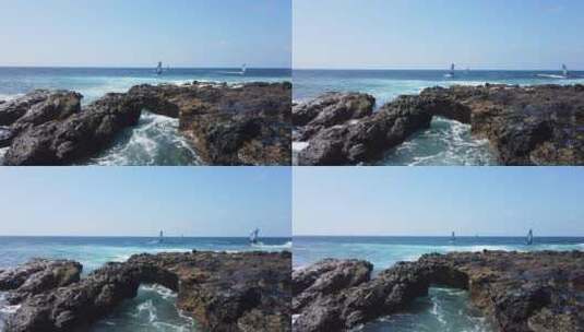 被海浪冲刷的岩石高清在线视频素材下载
