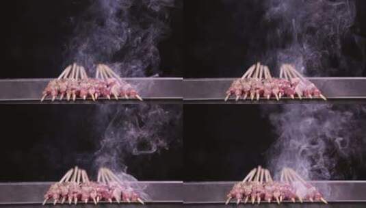 烤架炭火烤炉羊肉串 (1)高清在线视频素材下载