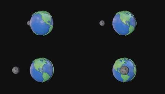 地球和月球动画模型高清在线视频素材下载