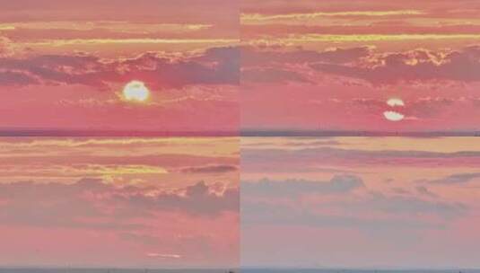 延时拍摄的躲藏在云层里的红色夕阳高清在线视频素材下载