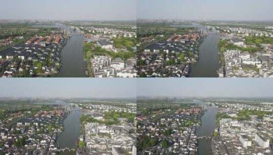上海朱家角古镇全景4K航拍视频素材高清在线视频素材下载