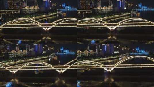 福州解放大桥夜景灯光航拍高清在线视频素材下载