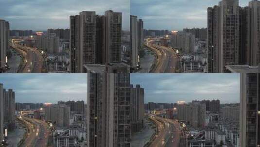 城市街道城建航拍高架高楼大厦城市穿梭4k高清在线视频素材下载