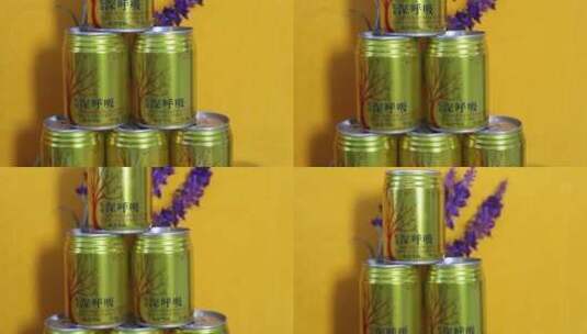 饮料厂罐头厂饮料产品展示高清在线视频素材下载