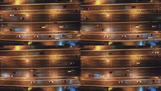 航拍夜晚上海延安路高架高清在线视频素材下载