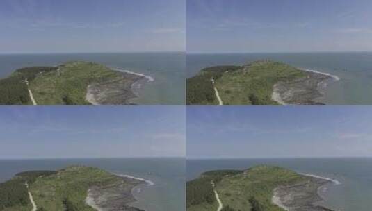 镇海角小岛航拍灯塔大海海边岛屿高清在线视频素材下载