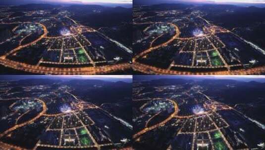航拍夜晚杭州转塘城市风光高清在线视频素材下载