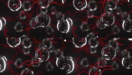 水泡泡气泡气球红色丝带满屏飘舞动态视频高清在线视频素材下载