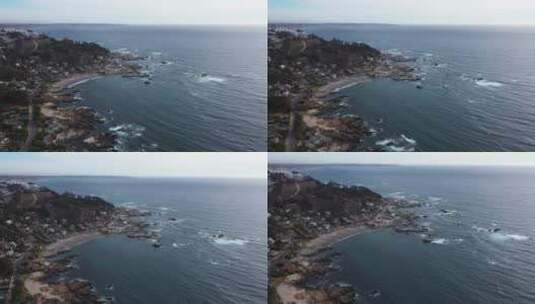 智利海滨小镇航拍高清在线视频素材下载
