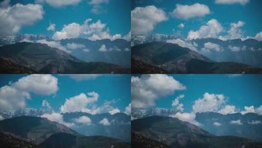 雪山晴朗天气延时摄影4K高清在线视频素材下载