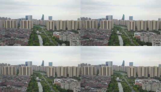 上海奉贤区全景地标建筑高楼大厦小区4K航拍高清在线视频素材下载