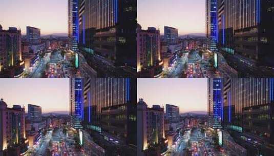 夕阳深圳天安云谷智慧园区现代办公大楼航拍高清在线视频素材下载