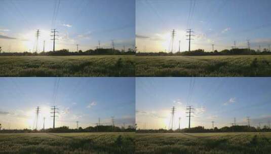 傍晚夕阳电力电塔能源延时摄影高清在线视频素材下载